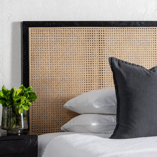 MALAND RATTAN BEDHEAD  | BLACK FRAME + NATURAL RATTAN CLOSE UP