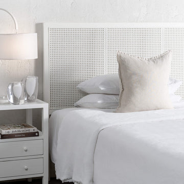 MALAND RATTAN BEDHEAD  |  WHITE FRAME + WHITE RATTAN