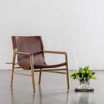 MALAND SLING LEATHER ARMCHAIR  |  TAN LEATHER