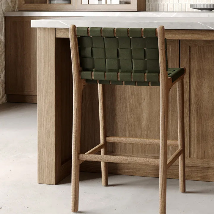 MALAND WOVEN LEATHER BAR CHAIR  |  HIGH + LOW