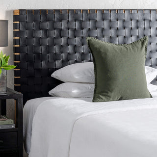 MALAND WOVEN LEATHER BEDHEAD  |  BLACK LEATHER HIDE