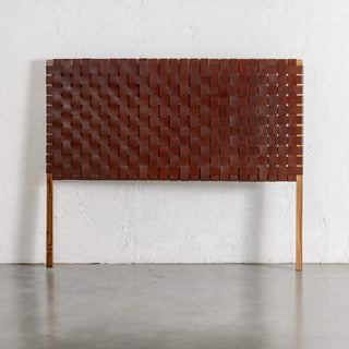 MALAND WOVEN LEATHER BEDHEAD  |  TAN LEATHER HIDE STANDING