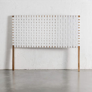 MALAND WOVEN LEATHER BEDHEAD  |  WHITE LEATHER HIDE STANDING