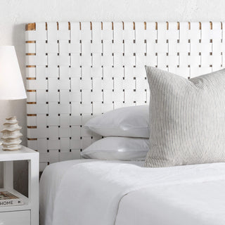 MALAND WOVEN LEATHER BEDHEAD  |  WHITE LEATHER HIDE