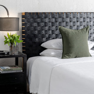 MALAND WOVEN LEATHER BEDHEAD  |  BLACK LEATHER HIDE