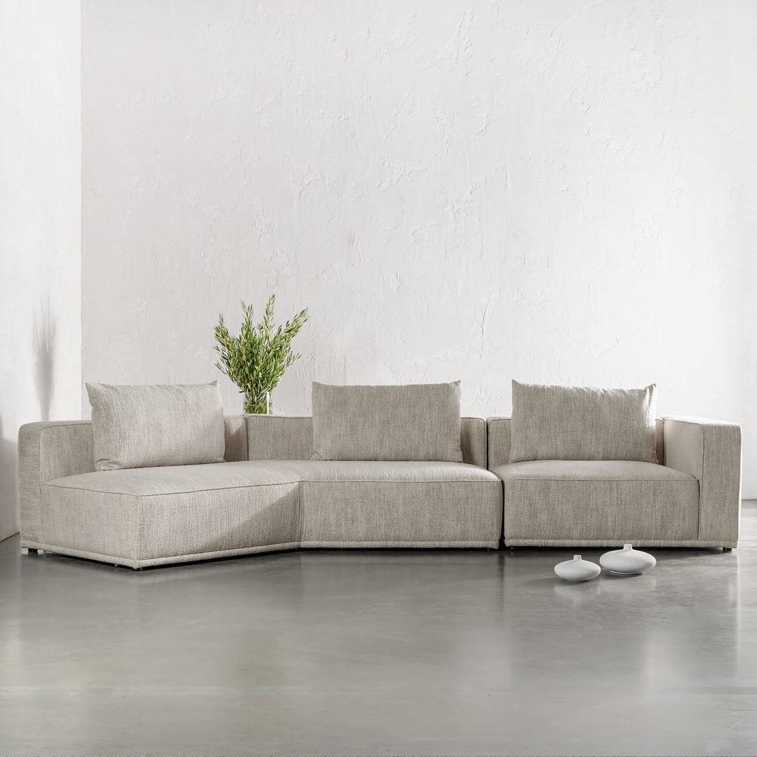 MALONNO MODULAR CHAISE LOUNGE SOFA  |  COCONUT HUSK HAZE