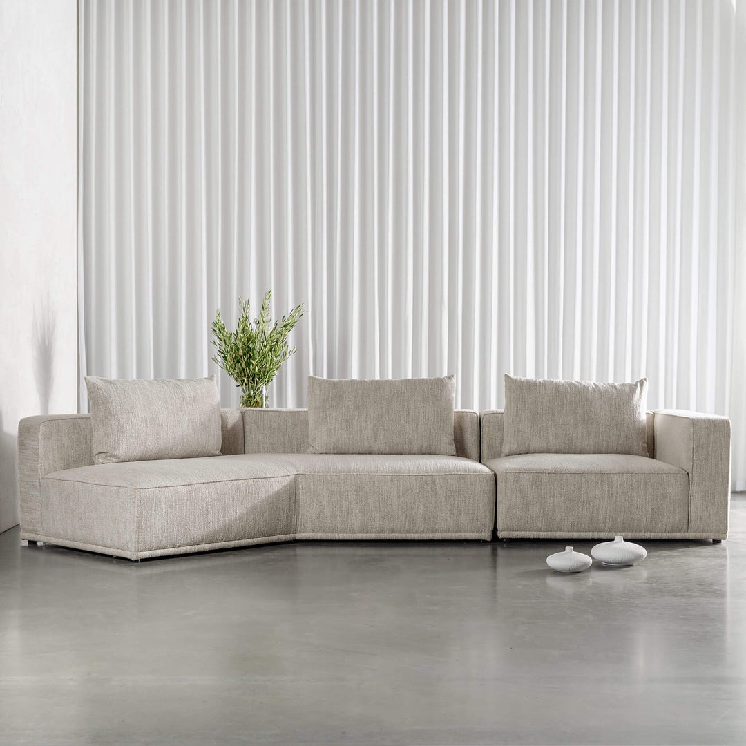 MALONNO MODULAR CHAISE LOUNGE SOFA  |  COCONUT HUSK HAZE