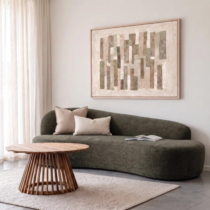 MANTOVA FRAMED TEXTURED CANVAS PRINT  |  140 X 100CM  |  NATURAL TAUPE + WARM BEIGE  |  LIGHT NATURAL FRAME