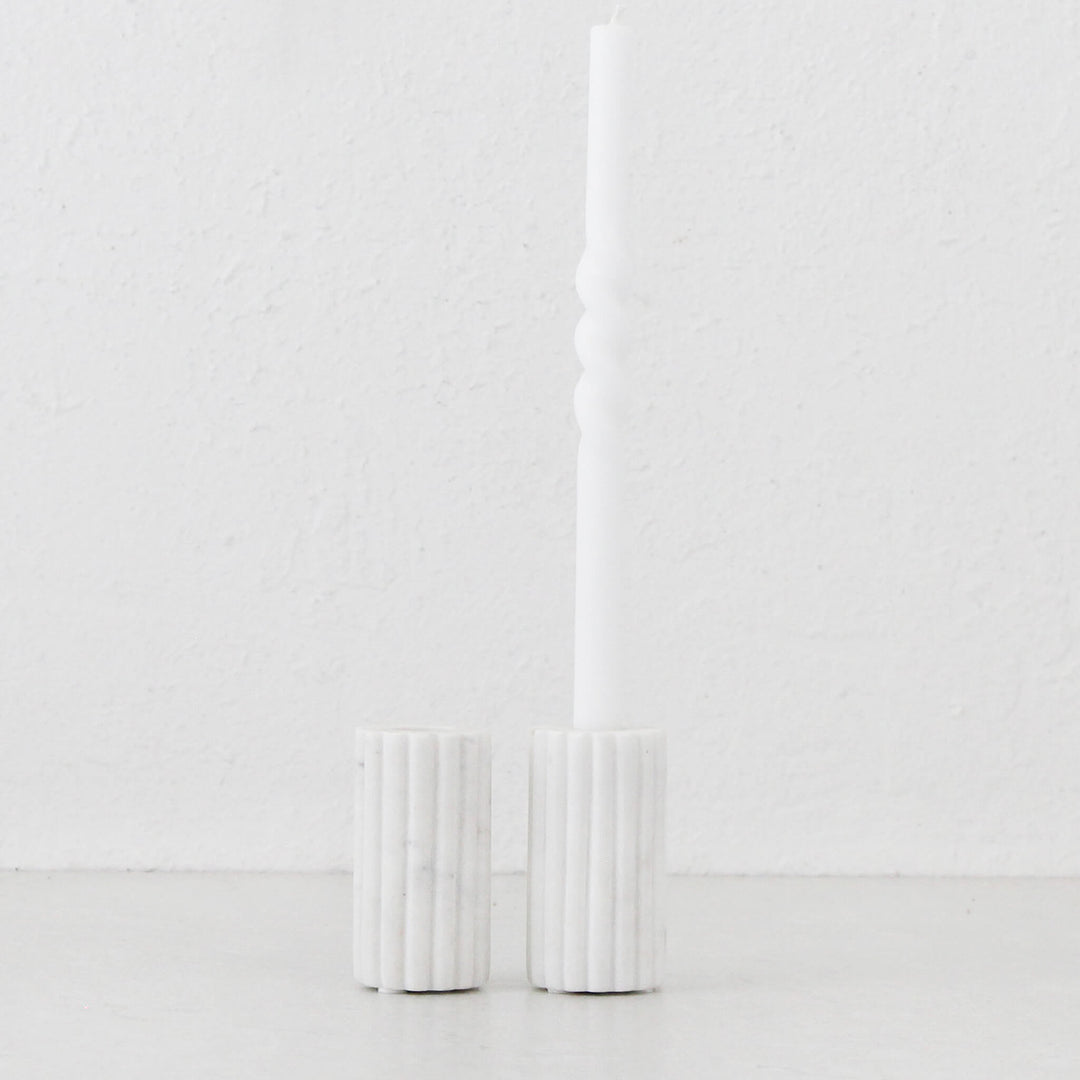 MARA CANDLE HOLDER  |  LARGE BUNDLE X 2  |  WHITE MARBLE