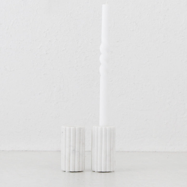 MARA CANDLE HOLDER  |  LARGE BUNDLE X 2  |  WHITE MARBLE