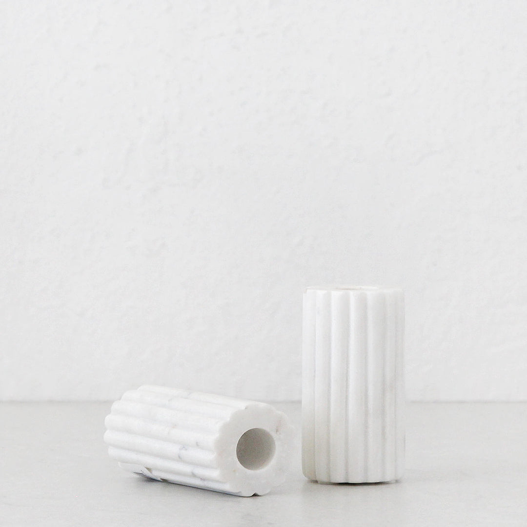 MARA CANDLE HOLDER  |  LARGE BUNDLE X 2  |  WHITE MARBLE