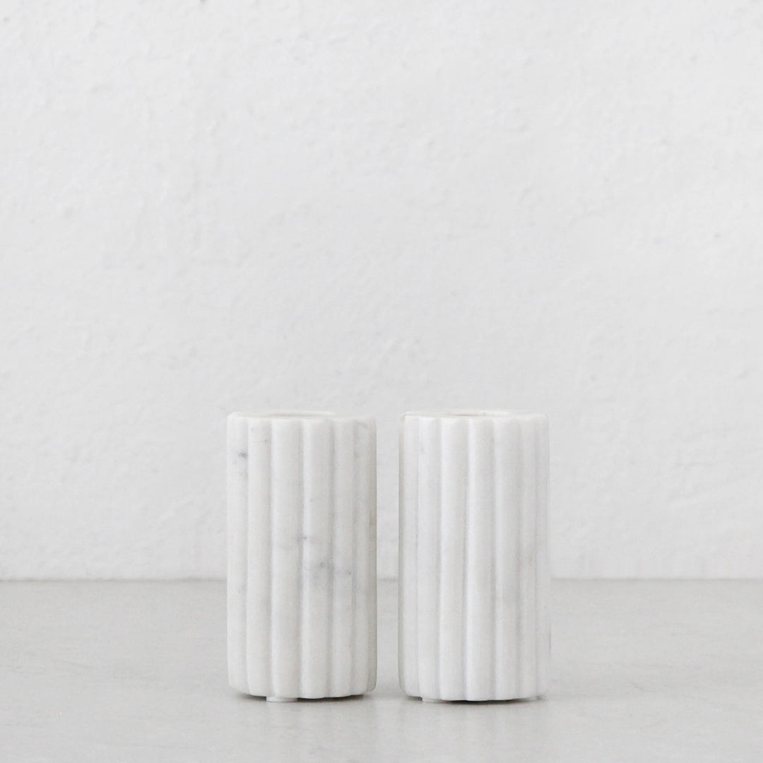 MARA CANDLE HOLDER  |  LARGE BUNDLE X 2  |  WHITE MARBLE