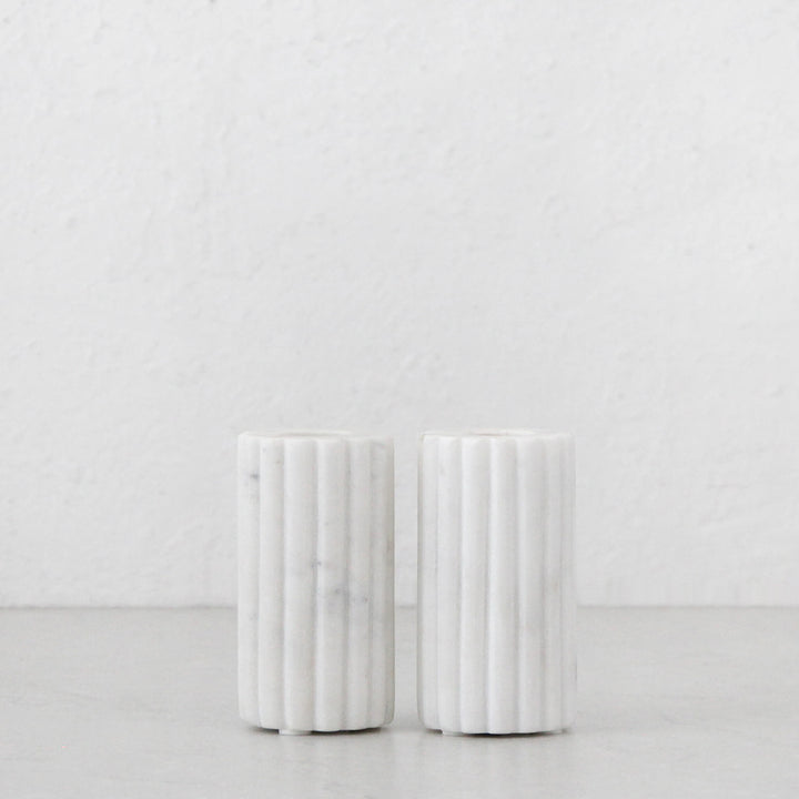 MARA CANDLE HOLDER  |  LARGE BUNDLE X 2  |  WHITE MARBLE