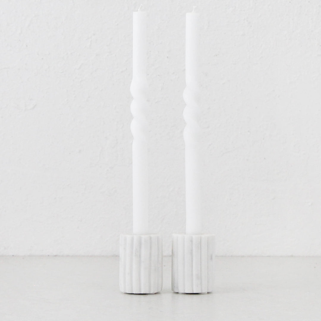 MARA CANDLE HOLDER  |  SMALL BUNDLE X 2  |  WHITE MARBLE