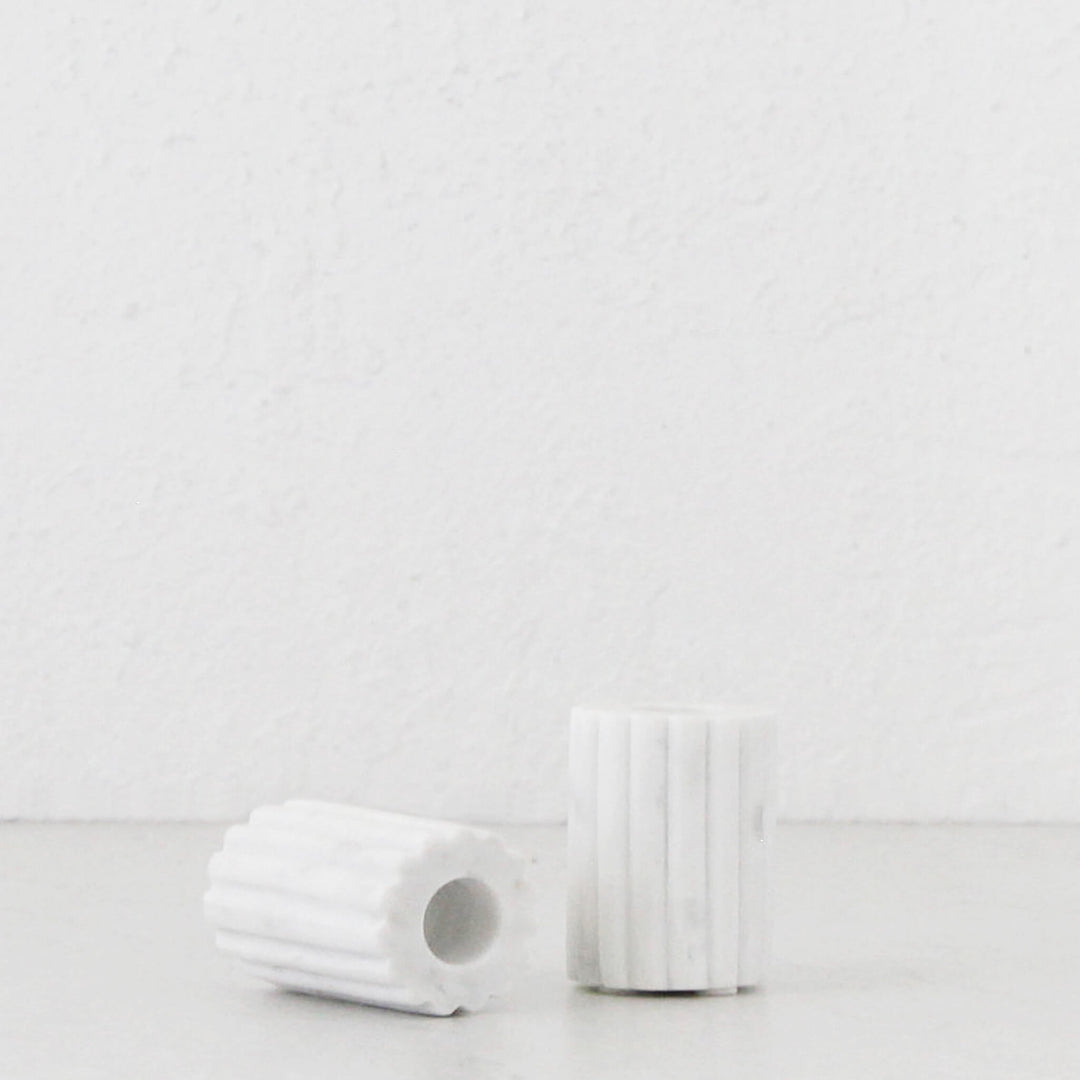 MARA CANDLE HOLDER  |  SMALL BUNDLE X 2  |  WHITE MARBLE