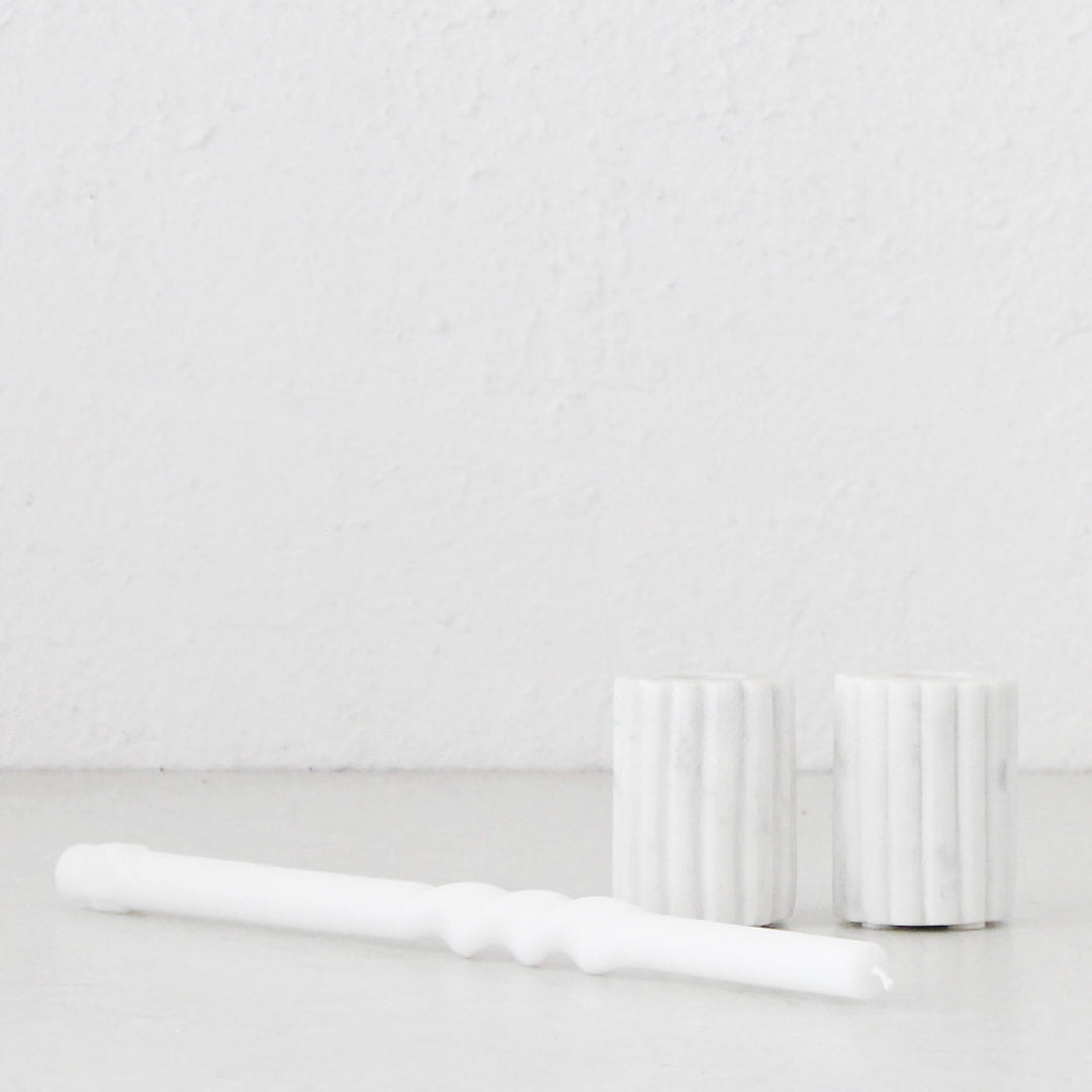 MARA CANDLE HOLDER  |  SMALL BUNDLE X 2  |  WHITE MARBLE