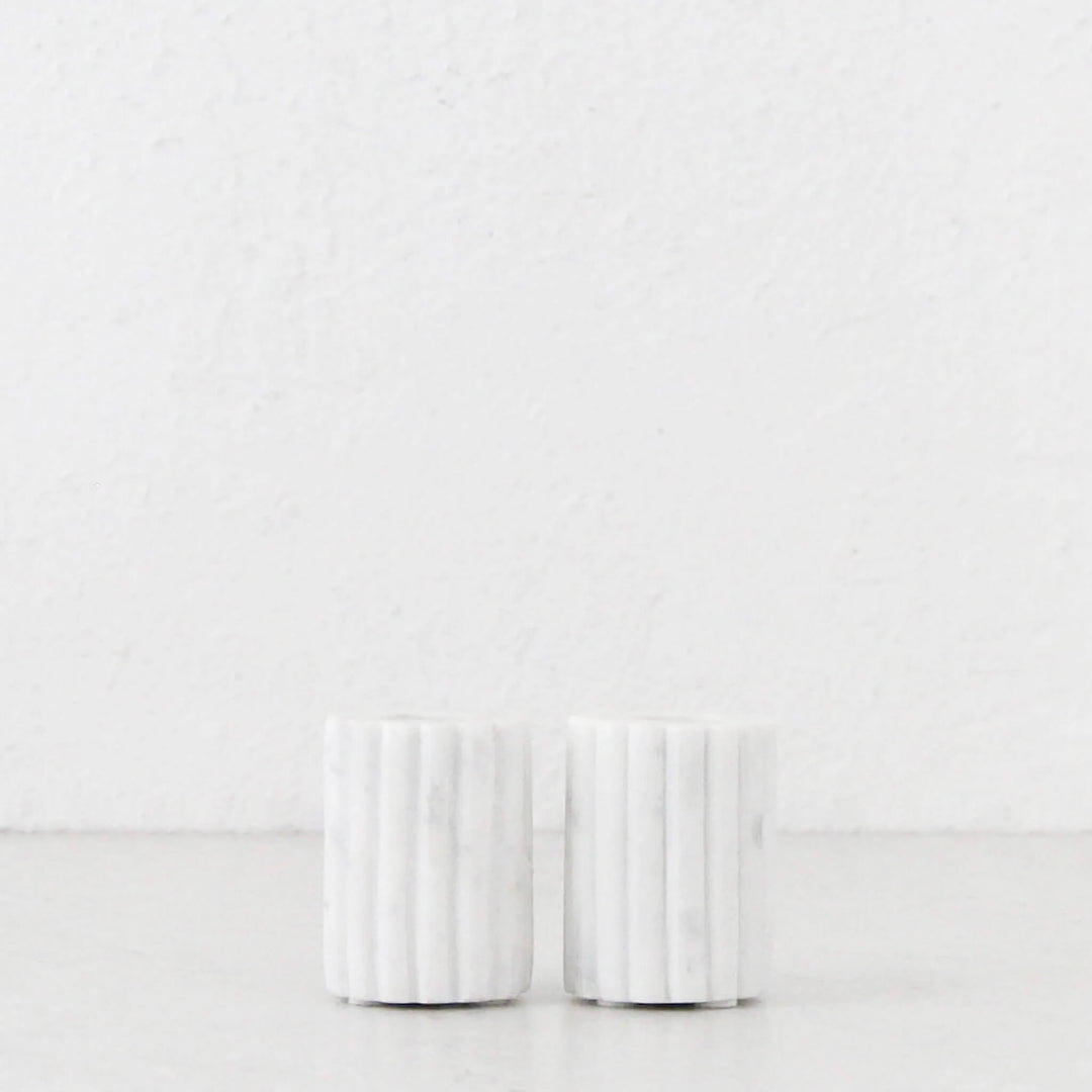 MARA CANDLE HOLDER | SMALL BUNDLE X 2 | WHITE MARBLE