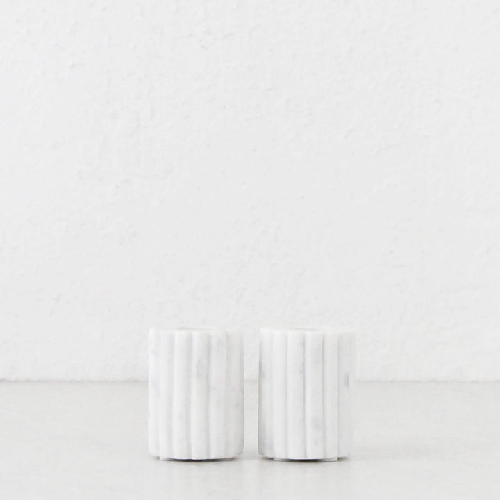 MARA CANDLE HOLDER | SMALL BUNDLE X 2 | WHITE MARBLE