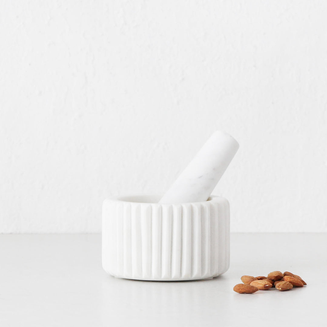 MARA MARBLE MORTAR + PESTLE | WHITE MARBLE