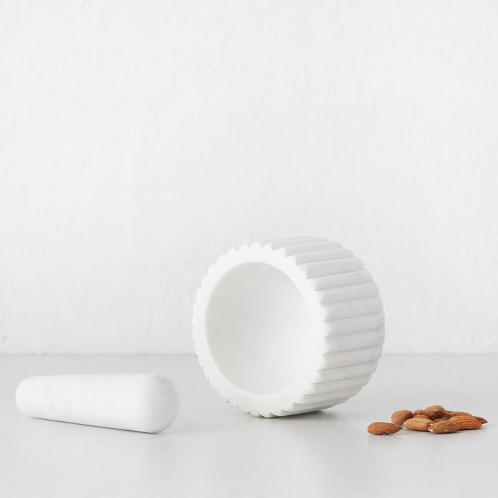 MARA MARBLE MORTAR + PESTLE | WHITE MARBLE | INSIDE