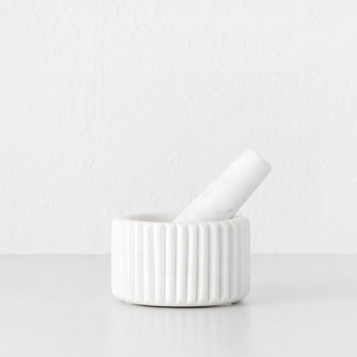 MARA MARBLE MORTAR + PESTLE | WHITE MARBLE