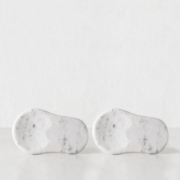 MARA ROUNDED MARBLE SPOON REST BUNDLE X2  |  WHITE MARBLE