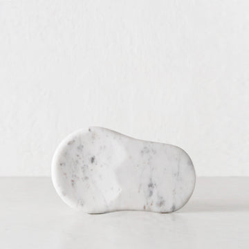 MARA ROUNDED MARBLE SPOON REST  |  WHITE MARBLE