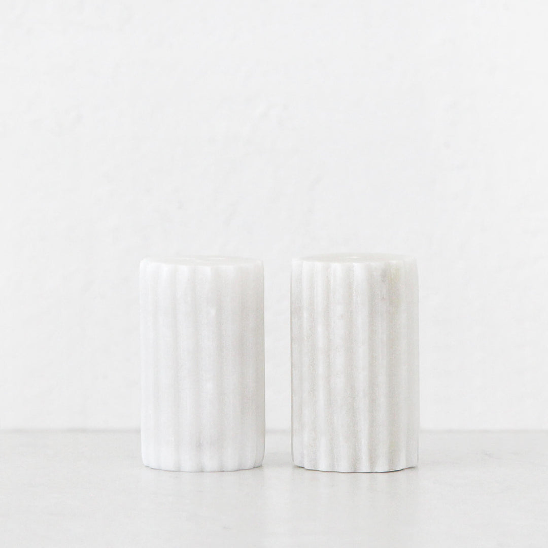 MARA SALT AND PEPPER SHAKER | WHITE MARBLE