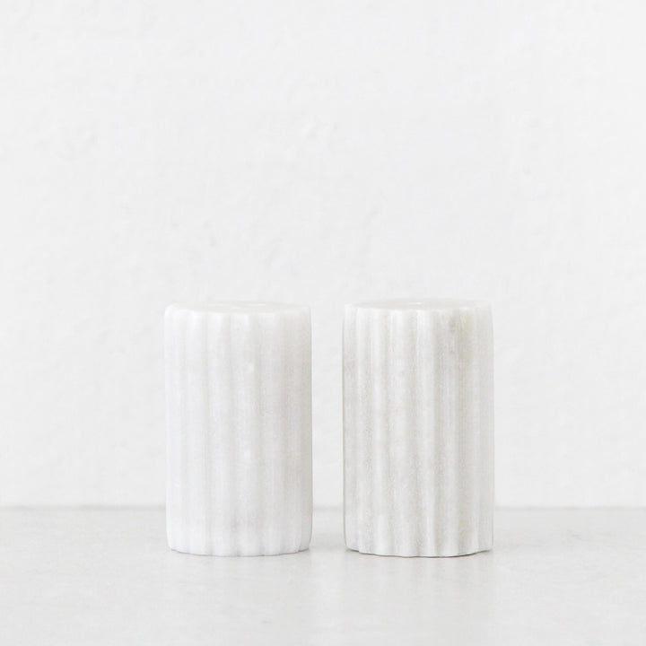 MARA SALT AND PEPPER SHAKER | WHITE MARBLE