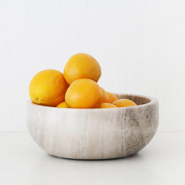 MARA MARBLE CURVED SALAD BOWL  |  BEIGE MARBLE