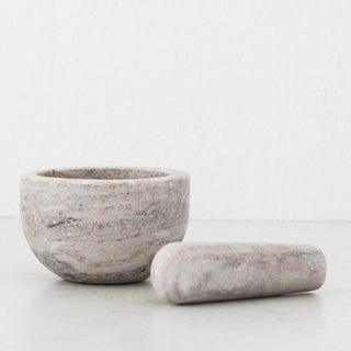 MARA MARBLE MORTAR + PESTLE  |  BEIGE  MARBLE