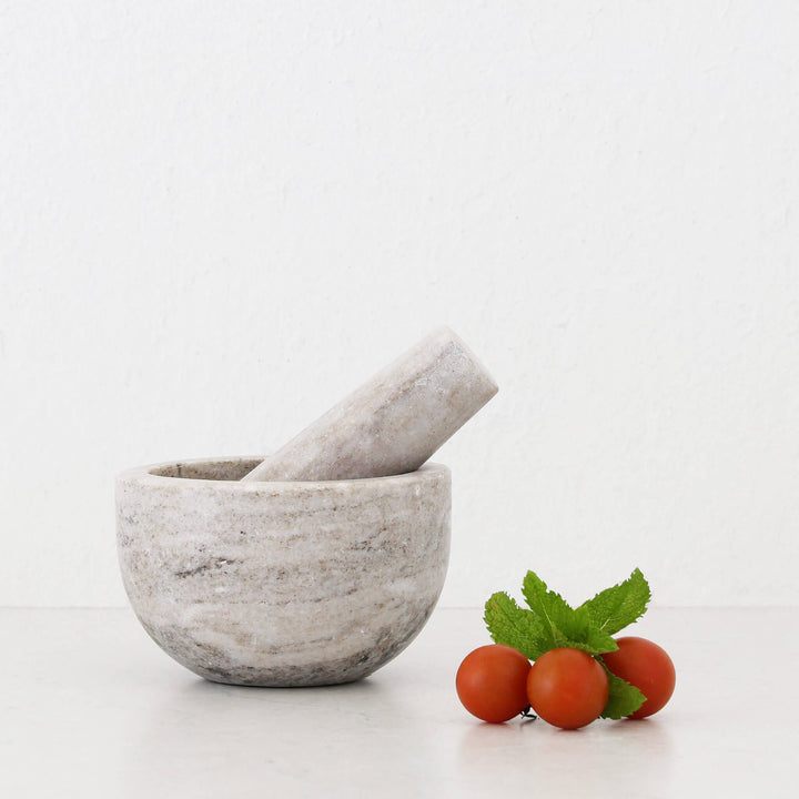 MARA MARBLE MORTAR + PESTLE  |  BEIGE  MARBLE