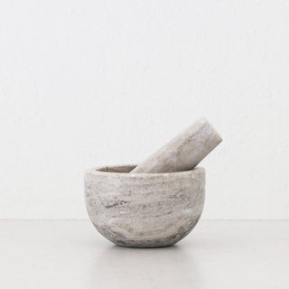 MARA MARBLE MORTAR + PESTLE  |  BEIGE  MARBLE