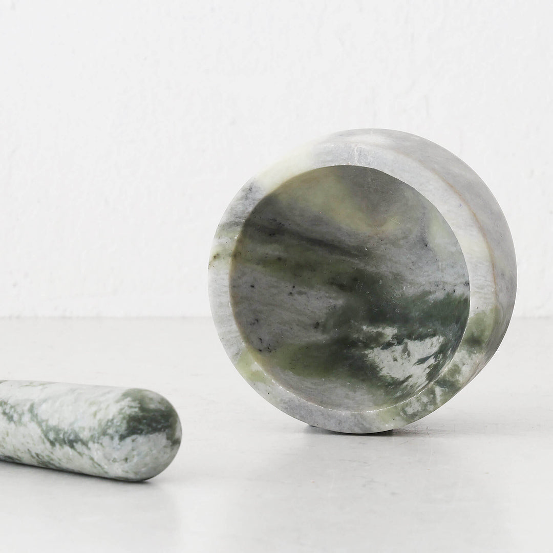 MARA MARBLE MORTAR + PESTLE  |  GREEN MARBLE