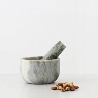 MARA MARBLE MORTAR + PESTLE  |  GREEN MARBLE