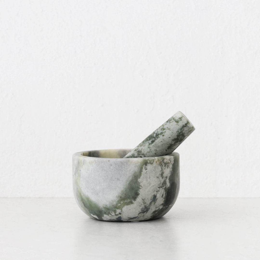 MARA MARBLE MORTAR + PESTLE  |  GREEN MARBLE