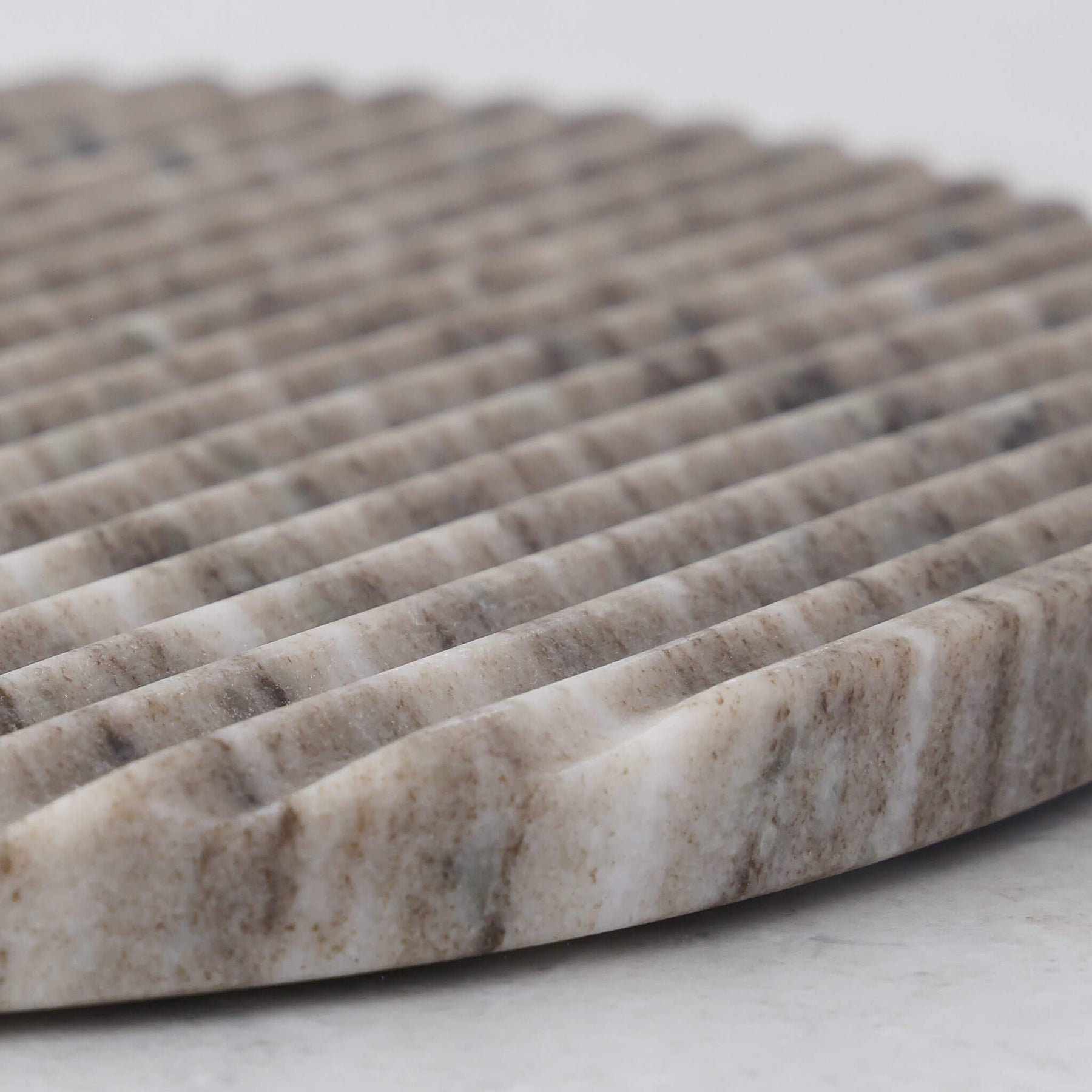 Triangular Ribbed Marble MARA MARBLE ROUND RIBBED TRIVET | 20CM | BEIGE MARBLE – Living By Design