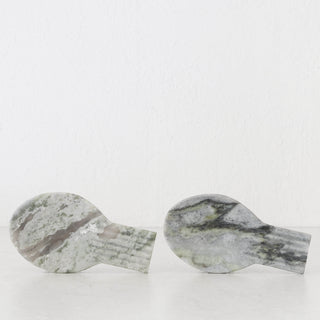 MARA RIBBED MARBLE SPOON REST BUNDLE X2  |  GREEN MARBLE