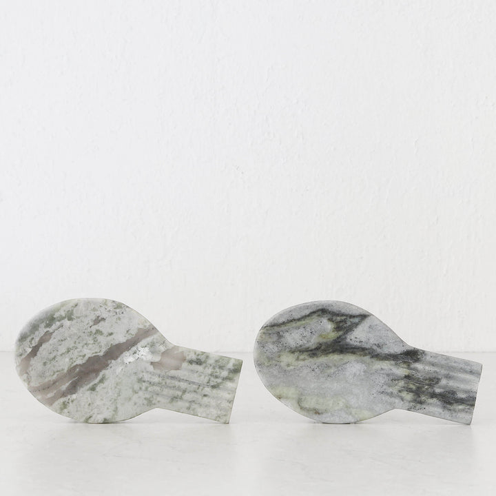 MARA RIBBED MARBLE SPOON REST BUNDLE X2  |  GREEN MARBLE
