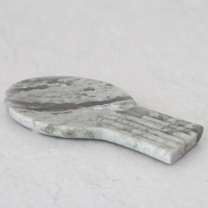 MARA RIBBED MARBLE SPOON REST  |  GREEN MARBLE
