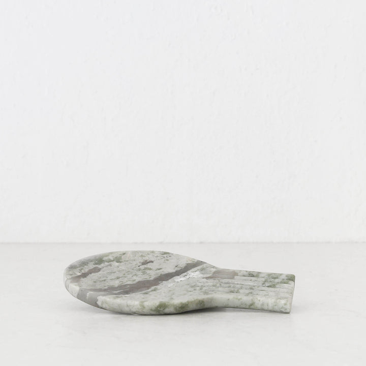 MARA RIBBED MARBLE SPOON REST  |  GREEN MARBLE