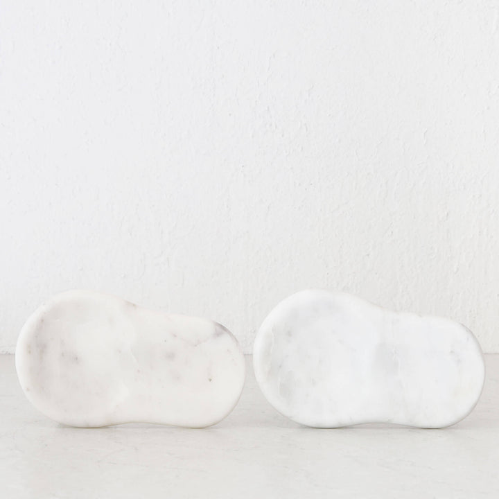MARA ROUNDED MARBLE SPOON REST BUNDLE X2  |  WHITE MARBLE