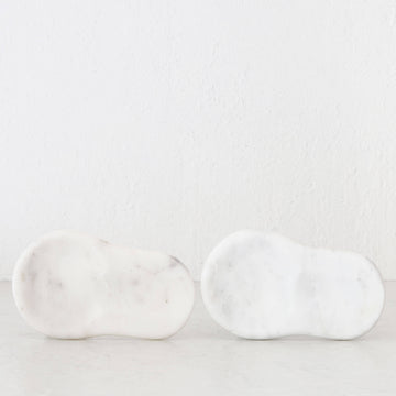 MARA ROUNDED MARBLE SPOON REST BUNDLE X2  |  WHITE MARBLE
