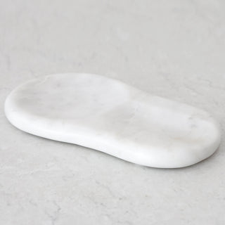 MARA ROUNDED MARBLE SPOON REST  |  WHITE MARBLE