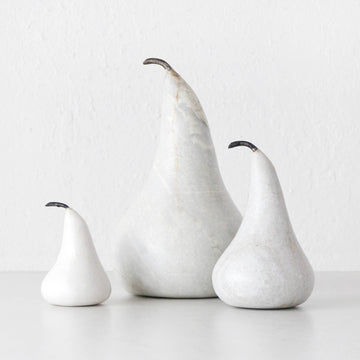 MARBLE PEAR | WHITE MARBLE | SET OF 3