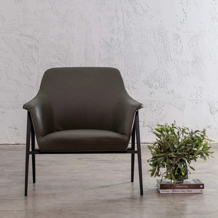 MARCUS ARMCHAIR | GREEN SMOKE OLIVE VEGAN LEATHER