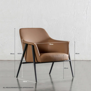 MARCUS ARMCHAIR   |  CANYON TAN VEGAN LEATHER | MEASUREMENTS