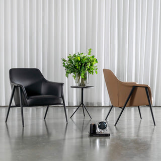 MARCUS ARMCHAIR   |  CANYON TAN + NOIR BLACK VEGAN LEATHER