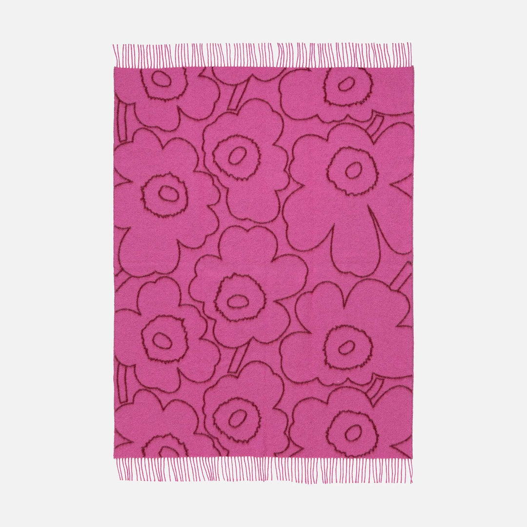 MARIMEKKO  |  RWS PIIRTO UNIKKO WOOL BLANKET  |  130CM X 170CM |  BURGUNDY + FUCHSIA