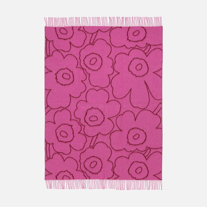 MARIMEKKO  |  RWS PIIRTO UNIKKO WOOL BLANKET  |  130CM X 170CM |  BURGUNDY + FUCHSIA